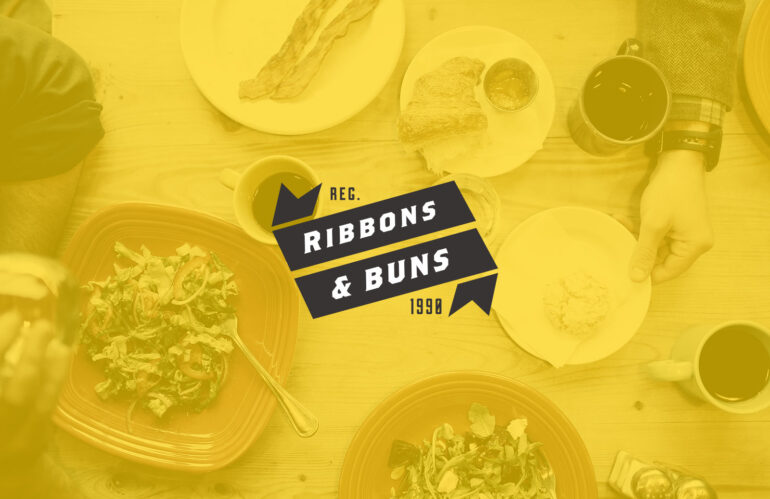 Ribbons & Buns restaurant food overhead.